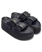 Sandali Cord Athena neri con plateau