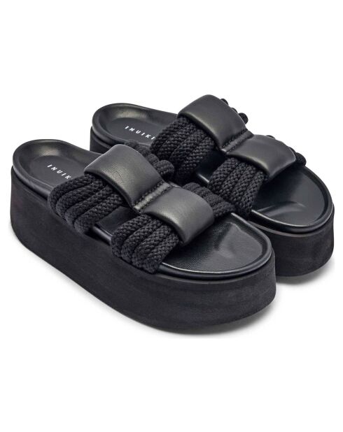 Sandali Cord Athena neri con plateau