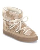 Rosafarbene Lammfellstiefel Zigzag