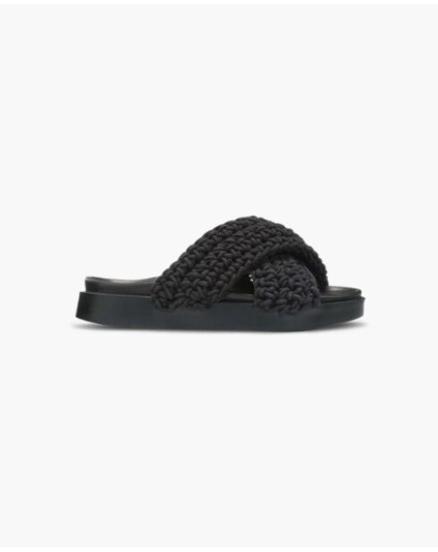 Sandali neri in pelle intrecciata
