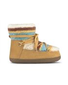 Veelkleurige enkellaarzen van patchwork van shearling leer