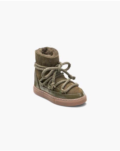 Zapatillas altas clásicas de piel verde oliva