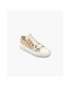 Beigefarbene Sneakers aus Baumwolle mit Schnürung