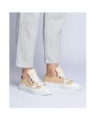 Beigefarbene Sneakers aus Baumwolle mit Schnürung