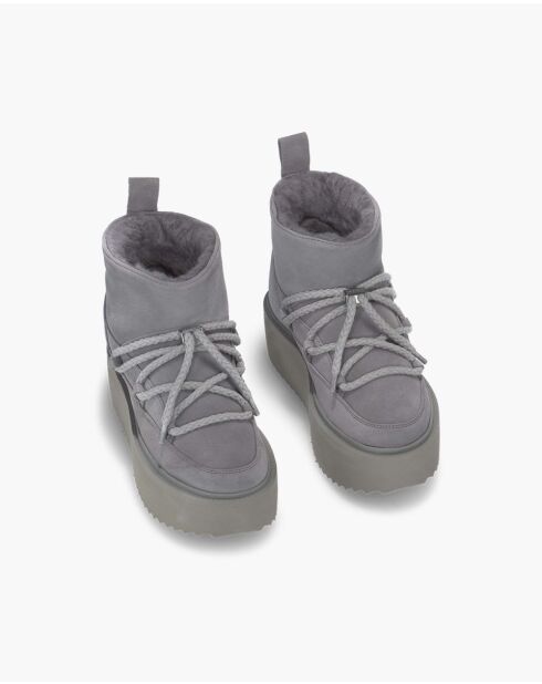 Bottines à plateforme en daim Classic Low grises
