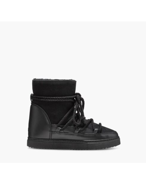 Schwarze klassische Keilstiefel aus Leder mit Keilabsatz
