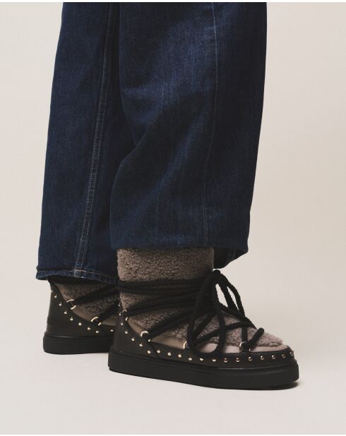 Curly Rock Stiefel aus taupefarbenem Leder