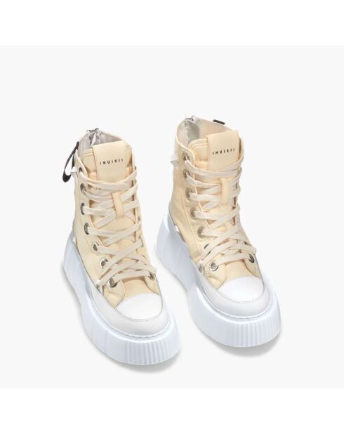 Beigefarbene High-Top-Sneaker Matilda Canvas 23 aus Baumwolle