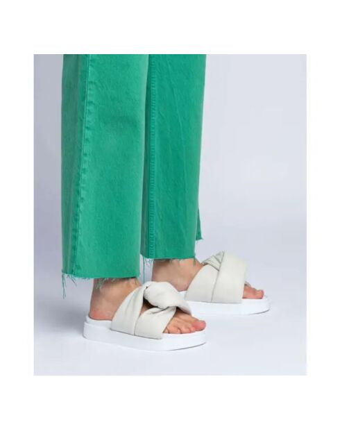 Sandales en lin Soft Crossed blanc cassé
