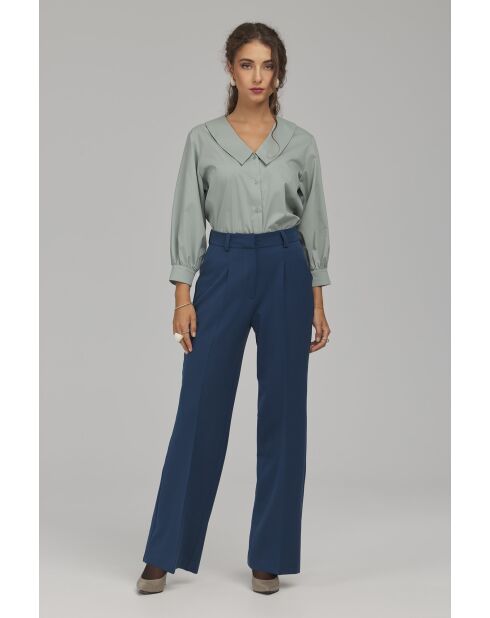 Pantalon colbat droit à plis marqués