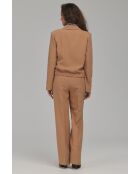 Blazer caramel court à ourlet élastiqué