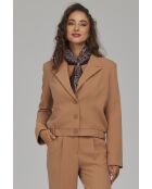 Blazer caramel court à ourlet élastiqué