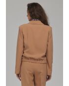 Blazer caramel court à ourlet élastiqué