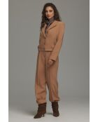 Blazer caramel court à ourlet élastiqué