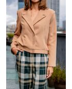 Blazer caramel court à ourlet élastiqué
