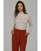 Pantalon gingembre droit à plis marqués