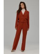 Pantalon gingembre droit à plis marqués