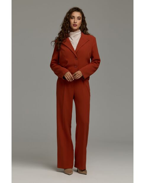 Pantalon gingembre droit à plis marqués