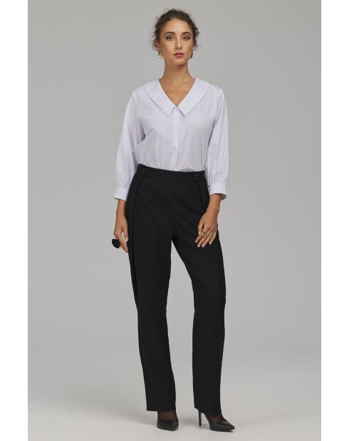 Pantalon noir à boutons brandebourg coupe classique