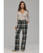Pantalon à carreaux droit à plis marqués