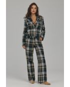 Pantalon à carreaux droit à plis marqués