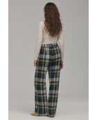 Pantalon à carreaux droit à plis marqués