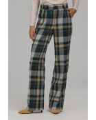 Pantalon à carreaux droit à plis marqués