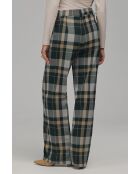 Pantalon à carreaux droit à plis marqués