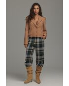Pantalon à carreaux droit à plis marqués