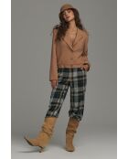 Pantalon à carreaux droit à plis marqués
