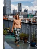 Pantalon à carreaux droit à plis marqués
