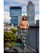 Pantalon à carreaux droit à plis marqués