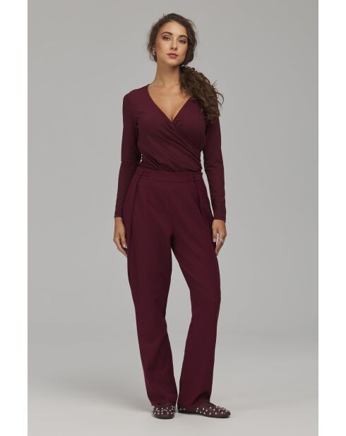 Pantalon bordeaux à boutons brandebourg coupe classique