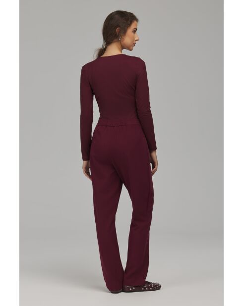 Pantalon bordeaux à boutons brandebourg coupe classique