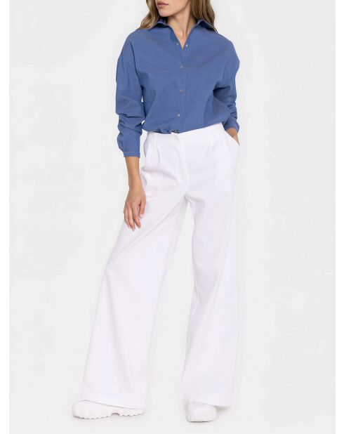Pantalon en denim blanc à jambes larges