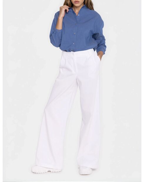 Pantalon en denim blanc à jambes larges