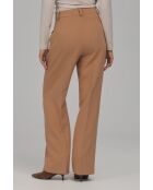 Pantalon caramel droit à plis marqués