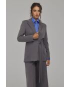 Blazer gris long à nouer sur le côté