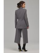Blazer gris long à nouer sur le côté