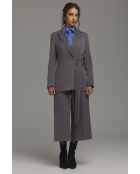 Blazer gris long à nouer sur le côté