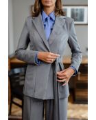 Blazer gris long à nouer sur le côté