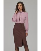 Jupe brun ajustée à fente asymétrique