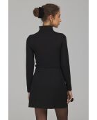 Schwarze, taillierte Bluse mit Stehkragen