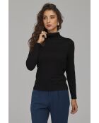 Schwarze, taillierte Bluse mit Stehkragen