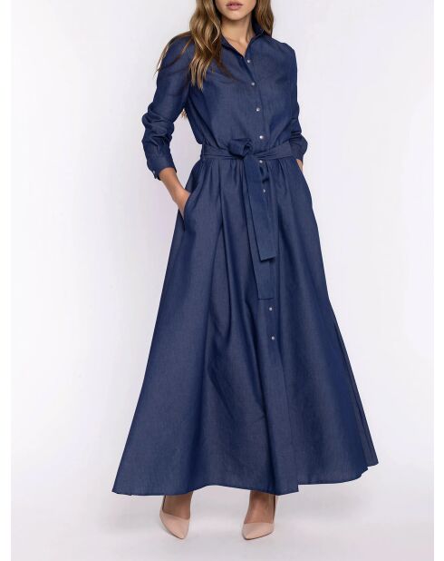 Robe longue en jean bleue