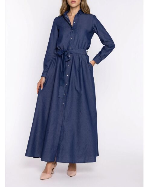 Robe longue en jean bleue