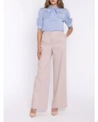 Pantalon en denim beige à jambes larges