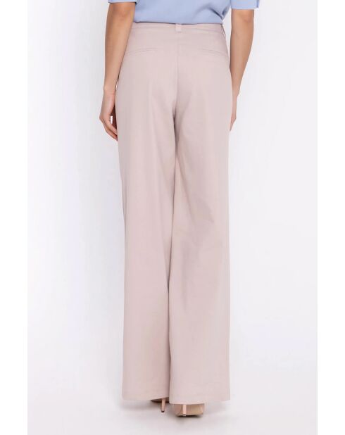 Pantalon en denim beige à jambes larges