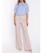 Pantalon en denim beige à jambes larges