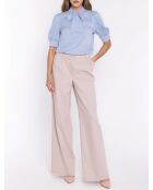 Pantalon en denim beige à jambes larges